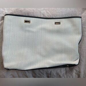 Lo & Sons White perforated Saffiano leather Seville tote SHELL 13”